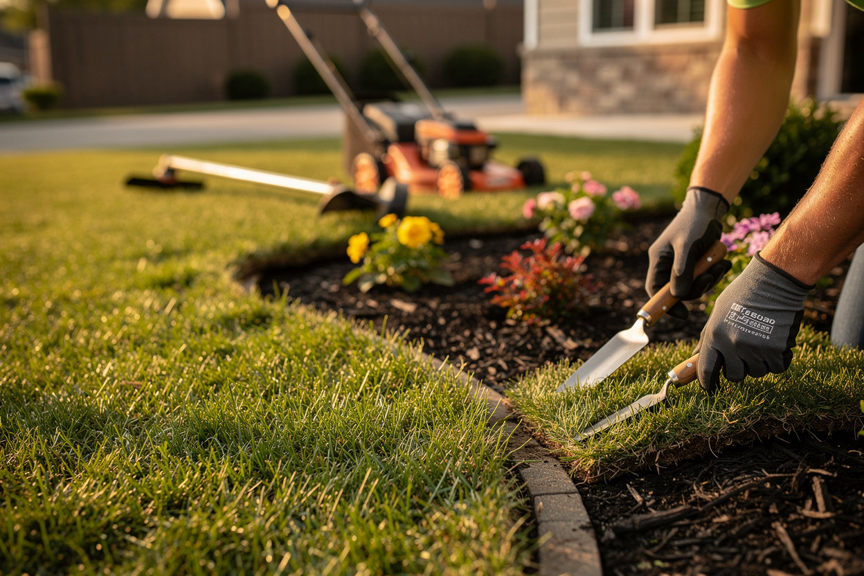 Green Ridge Landscaping professional residential yard with manicured lawn and landscape design in Nashville, TN